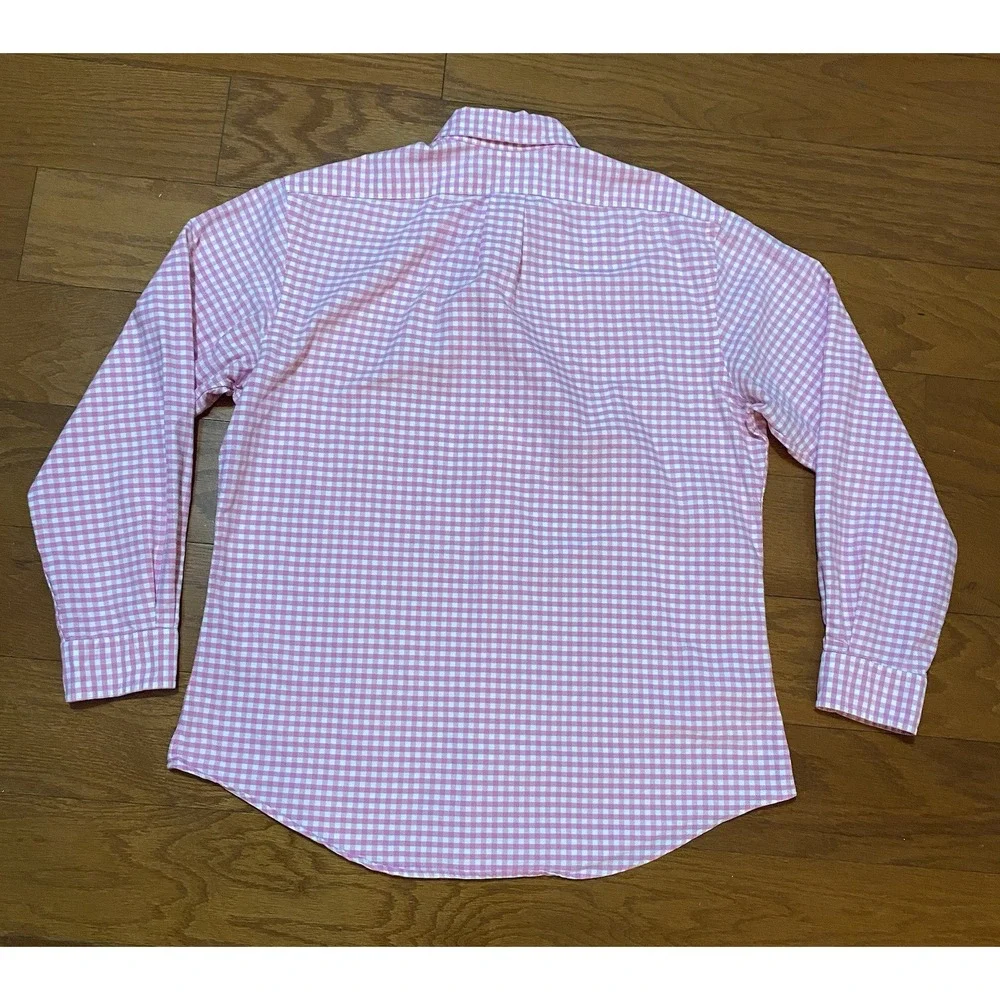 Polo Ralph Lauren Custom Fit Button Down LS Gingham Shirt Large Pink Blue Pony